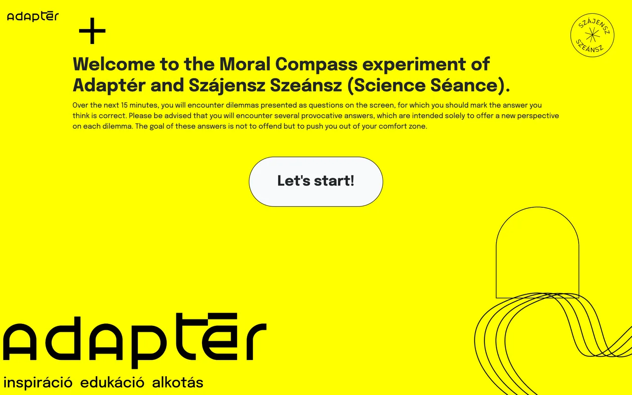 The Morális Iránytű kiosk welcome screen