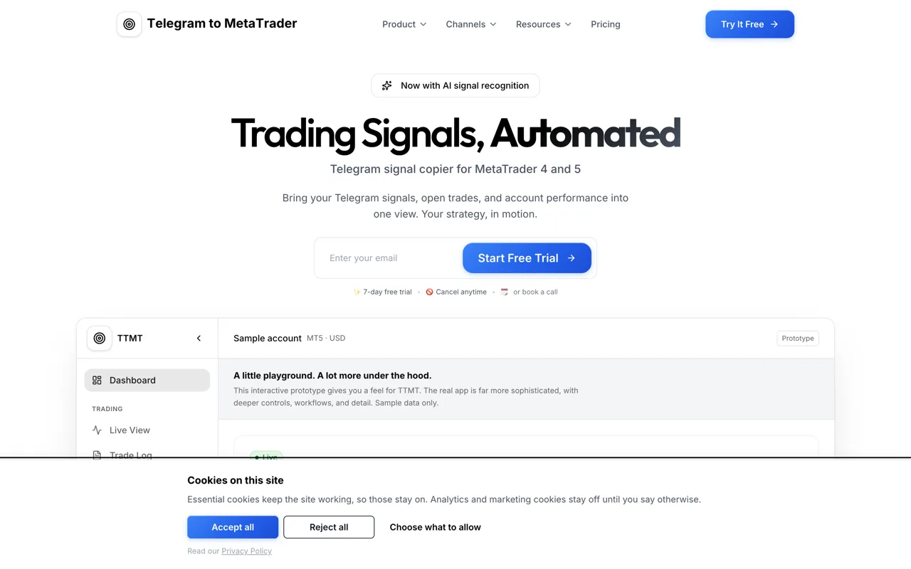 Telegram to MetaTrader product site